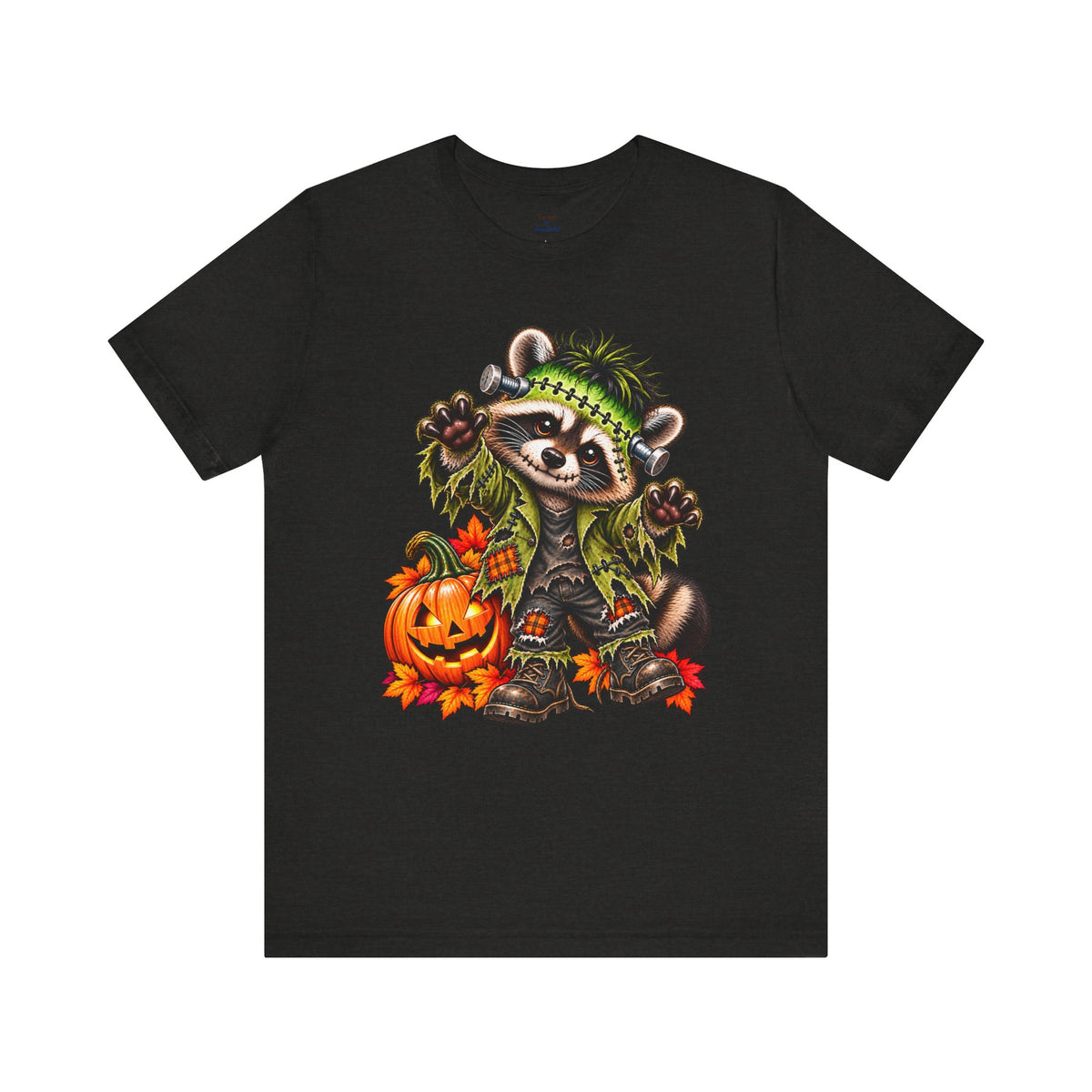 Halloween Frankenstein Raccoon and Black Cat T-Shirt