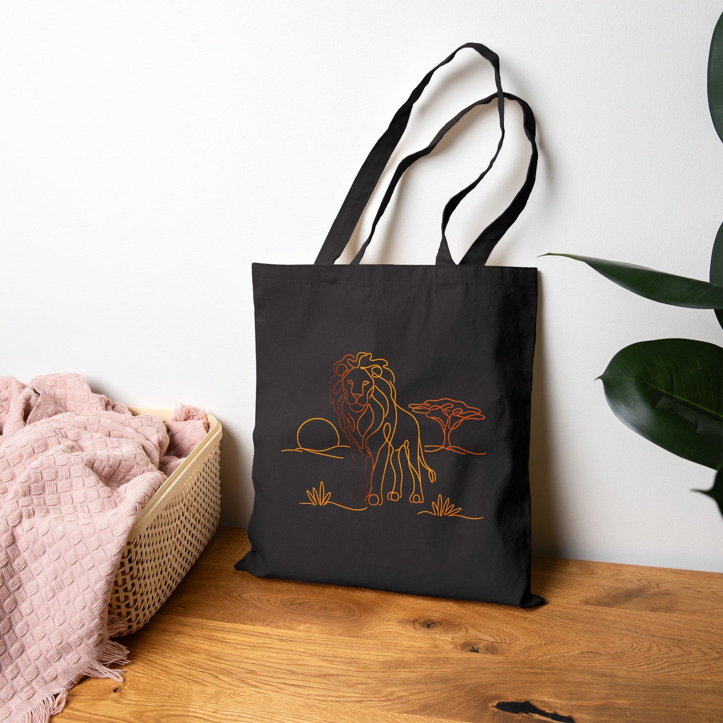 Lion Safari Sketch Cotton Tote — Eco Canvas Bag