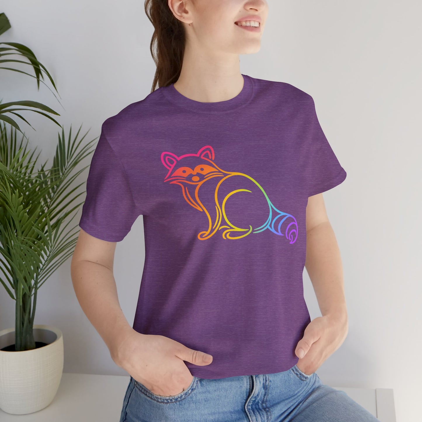 Rascal Raccoon Tee — Minimal Line Raccoon Scenic Graphic T-Shirt