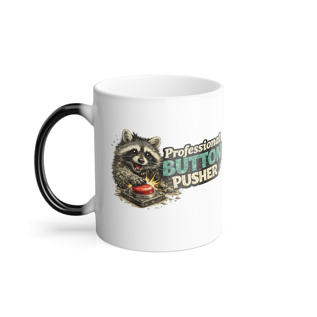 Button Pusher Raccoon Color-Changing Mug  11 oz