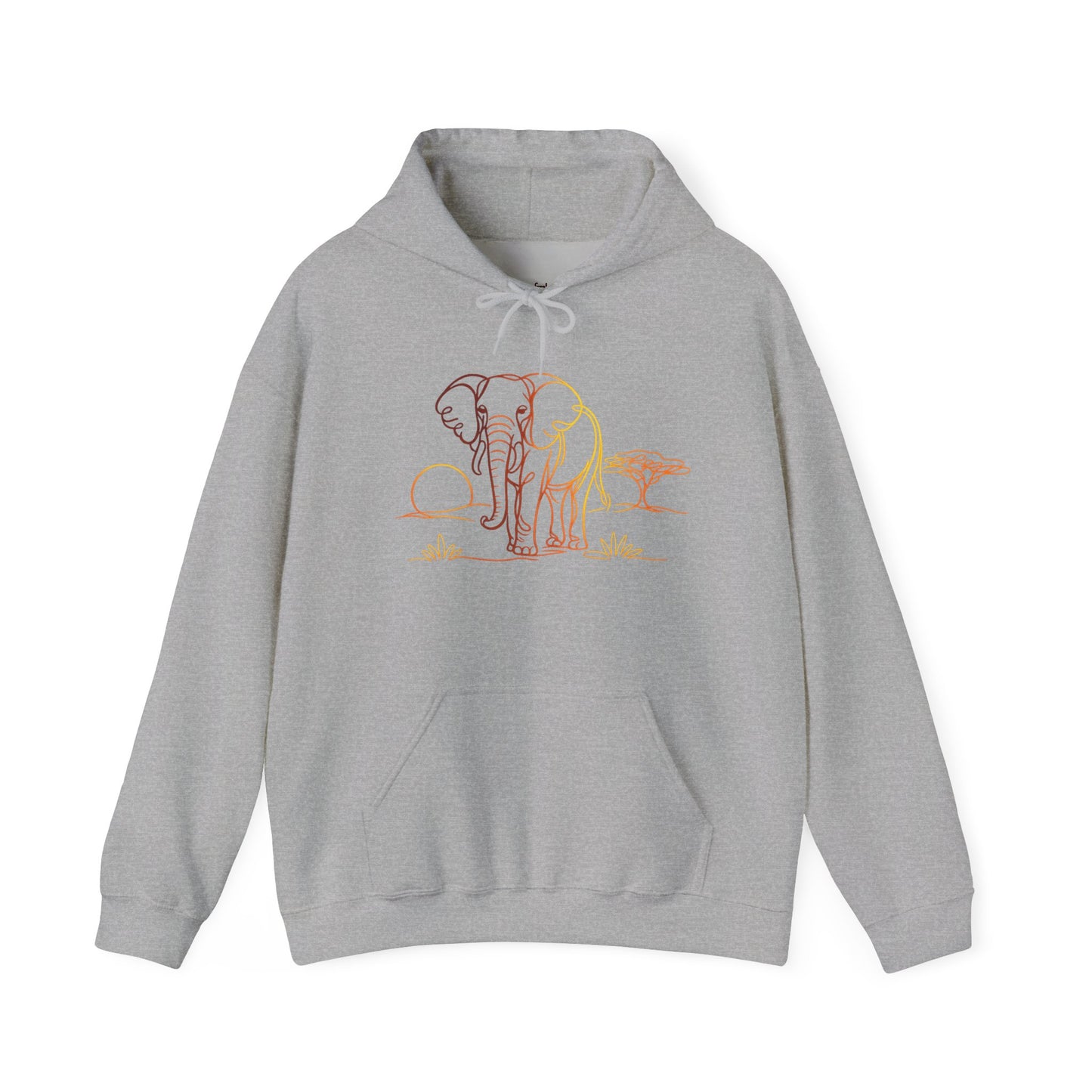 Elephant Sunset Hoodie — Minimal Safari Graphic Hooded Sweatshirt