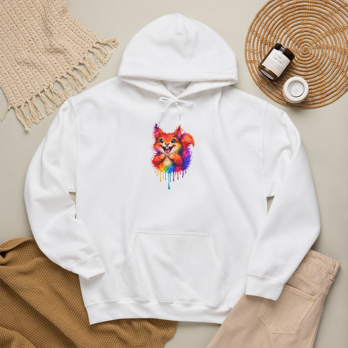 Watercolor Squirrel Hooded Sweatshirt