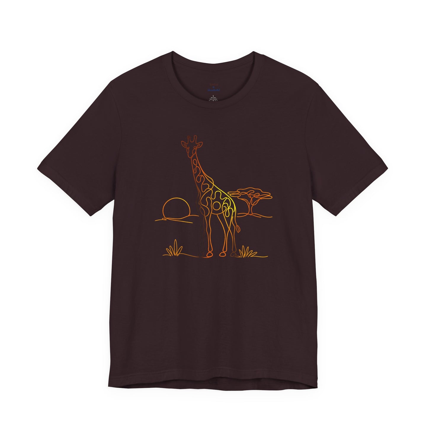 Giraffe Sunset Tee — Minimal Line Art Safari T-Shirt