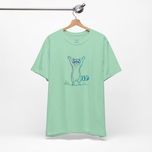 Raccoon Tee — Minimal Line Raccoon Scenic Graphic T-Shirt
