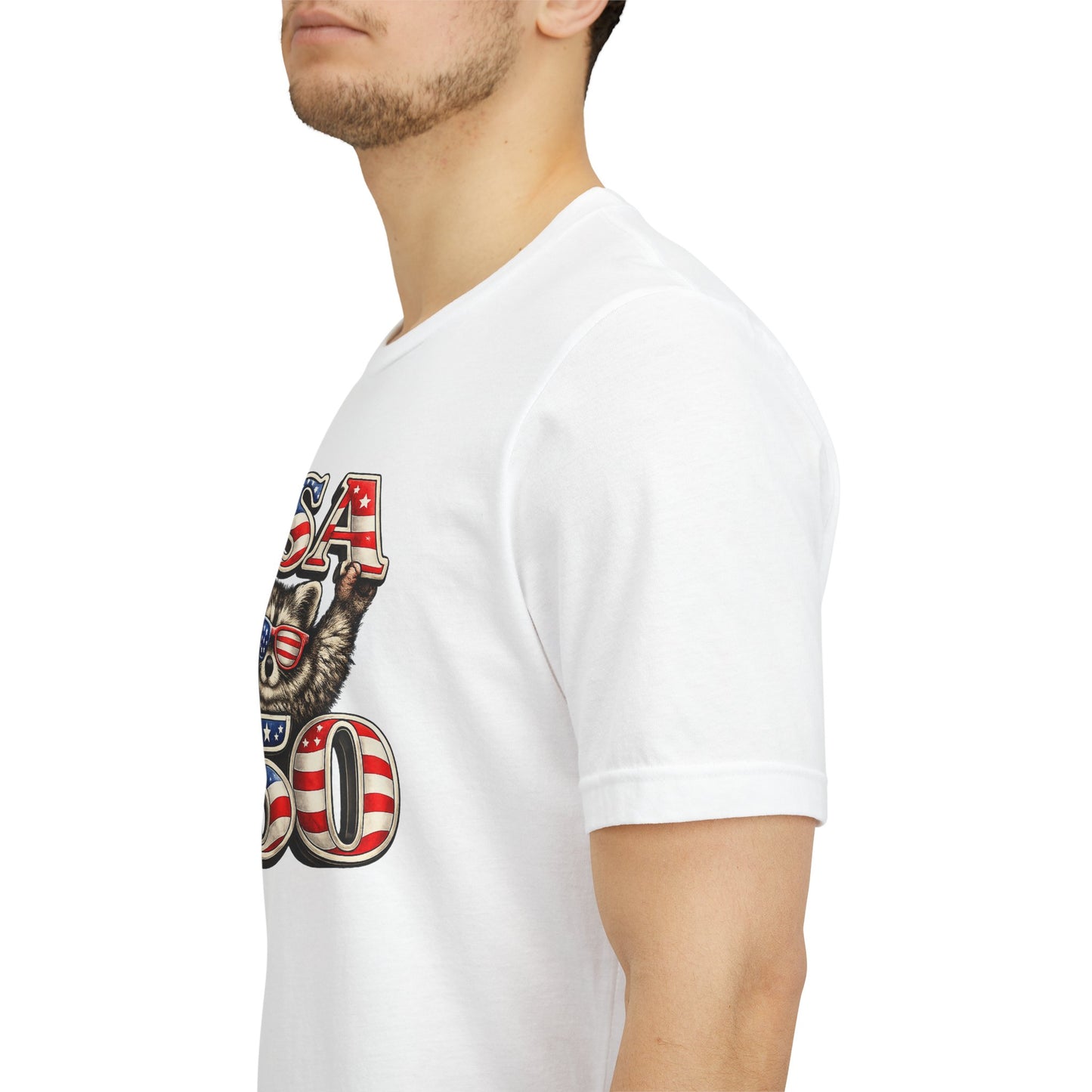 Patriot Raccoon 250th Anniversary T-Shirt — 4th of July Fireworks Flag Tee