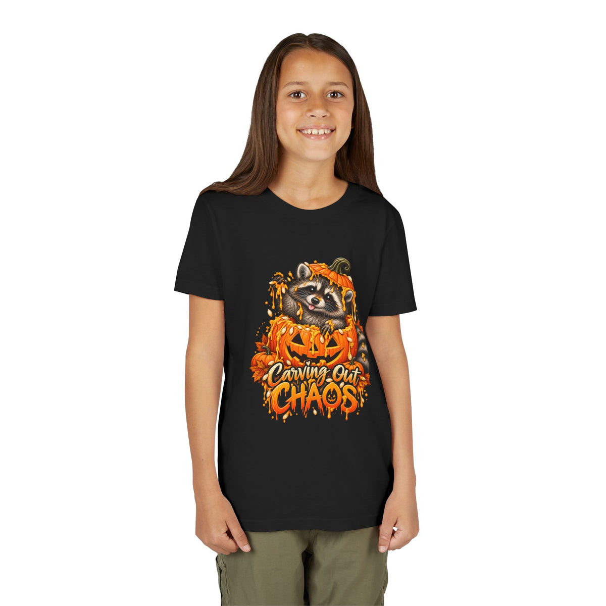 Carving Out Chaos Youth Tee — Raccoon Kids Tshirt