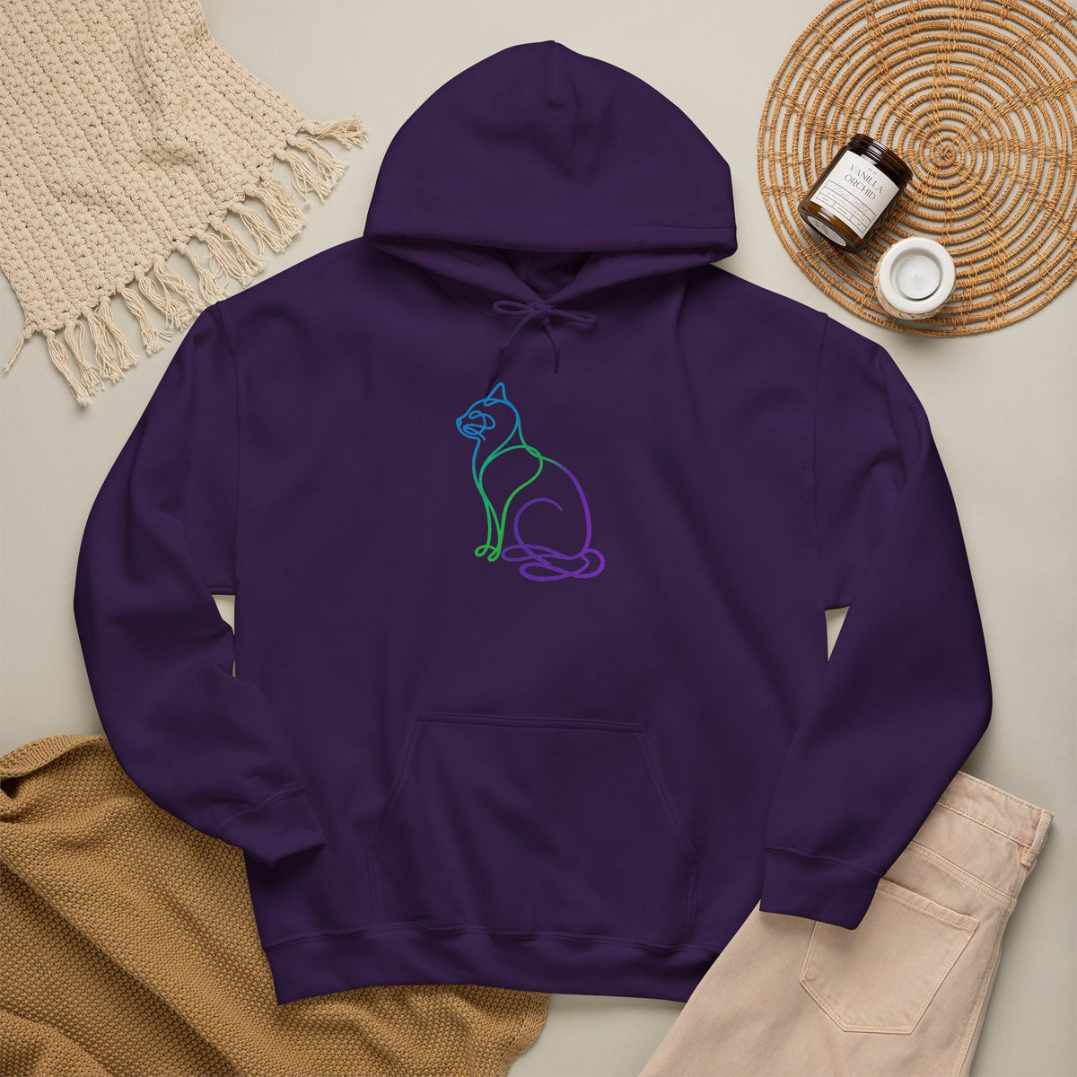 Northern Lights Cat Hooded Sweatshirt