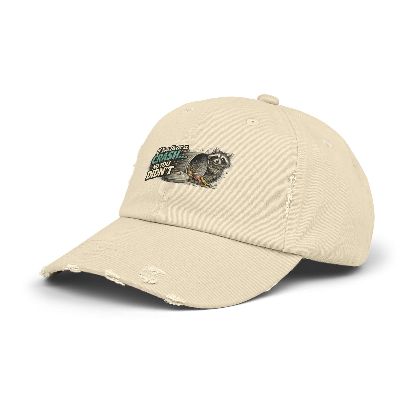Crash Distressed Cap — Raccoon Mom/Dad Funny Dad Hat