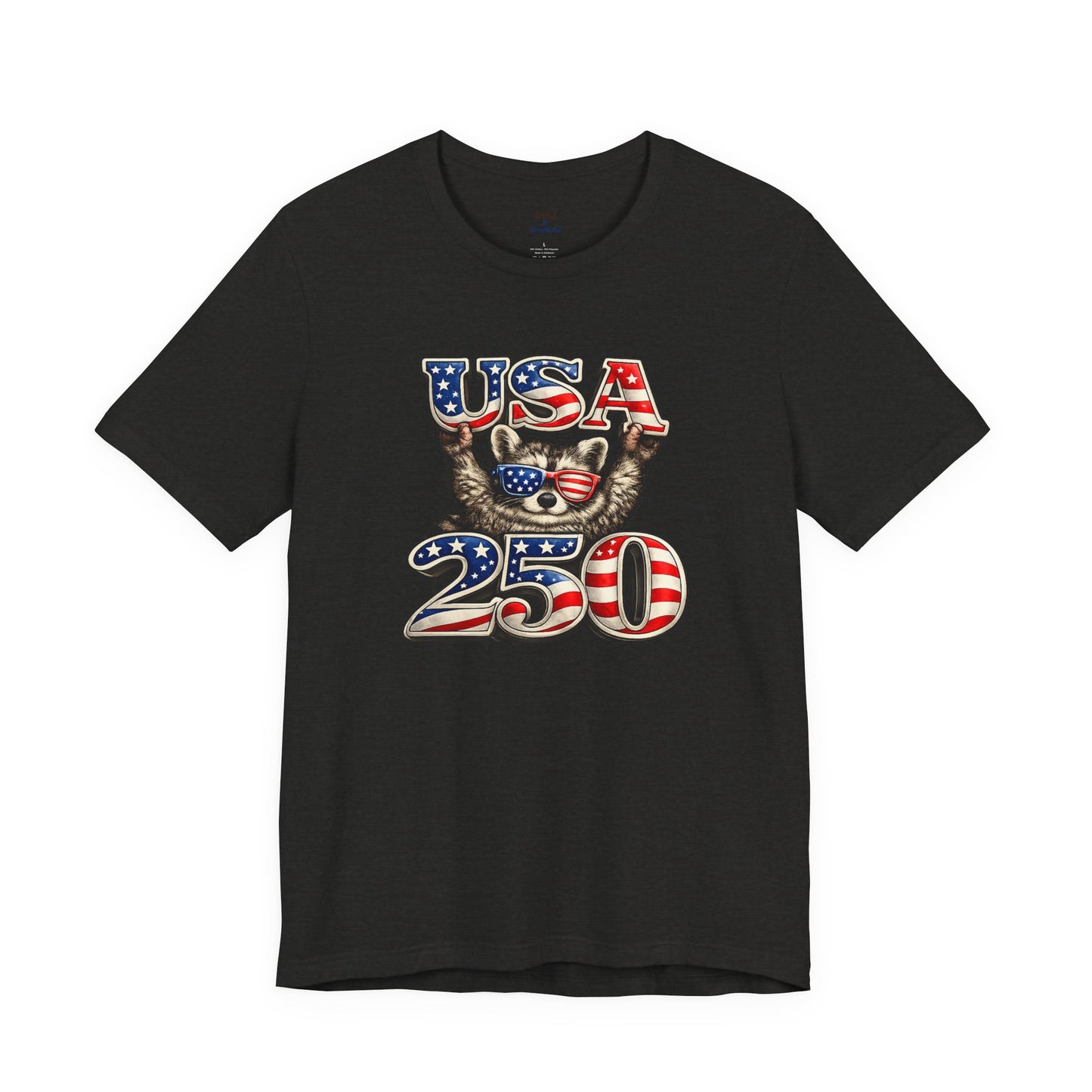 Patriot Raccoon 250th Anniversary T-Shirt — 4th of July Fireworks Flag Tee