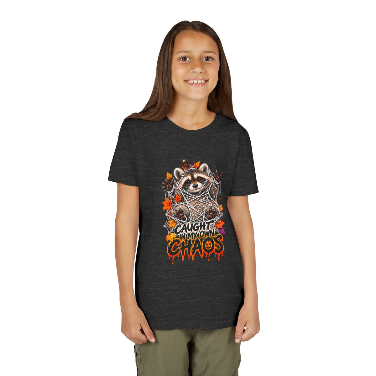 Caught Raccoon Youth Tee — Raccoon Kids Tshirt