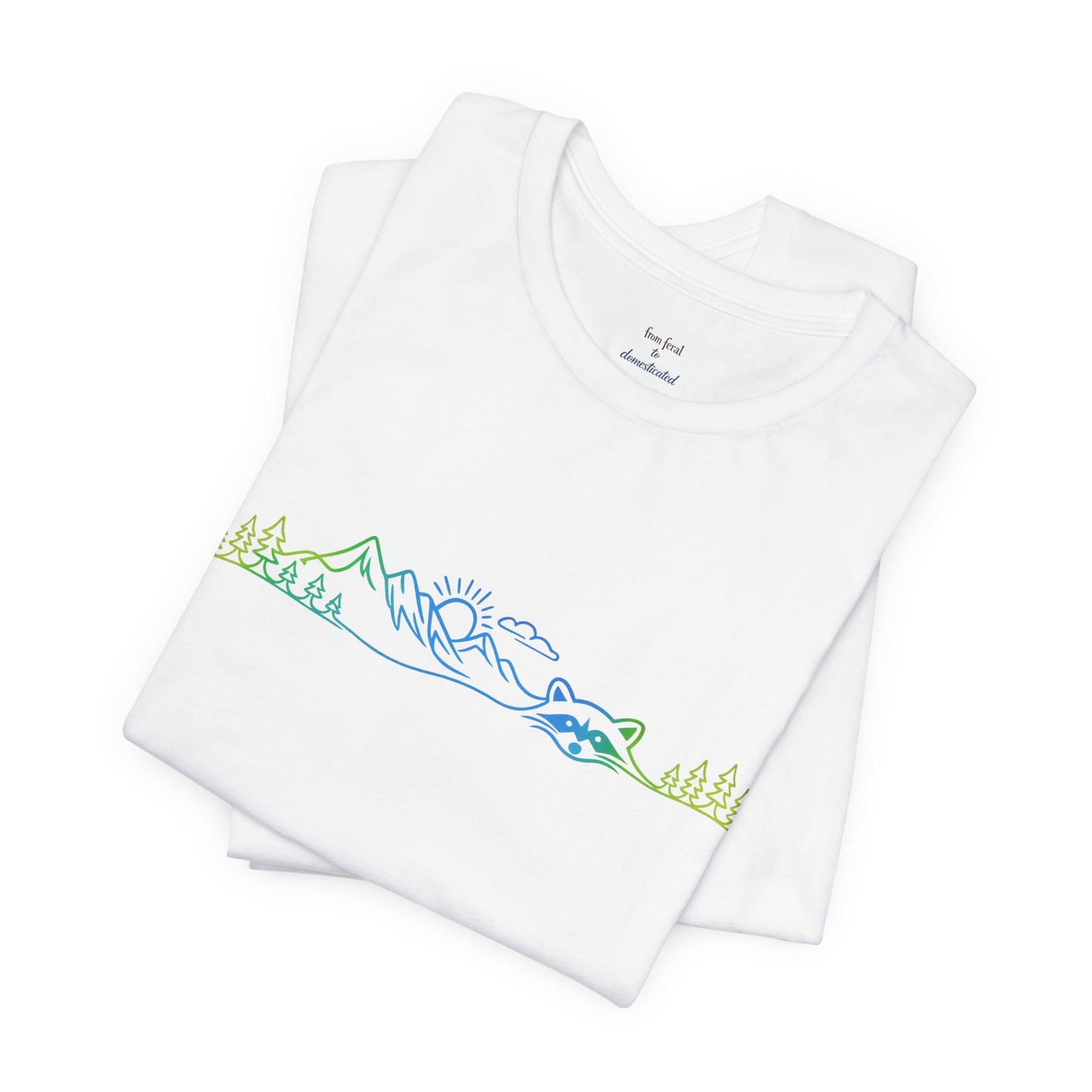 Raccoon Tee — Minimal Line Raccoon Scenic Graphic T-Shirt