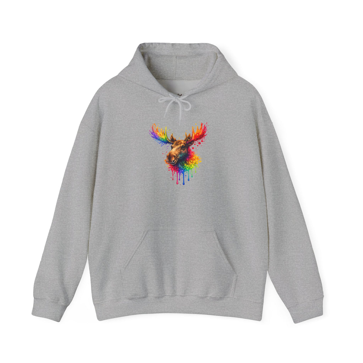Watercolor Moose Hooded Sweatshirt