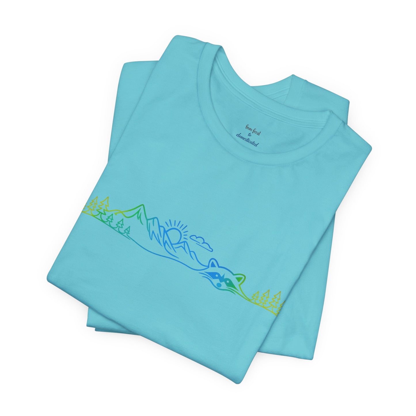 Raccoon Tee — Minimal Line Raccoon Scenic Graphic T-Shirt