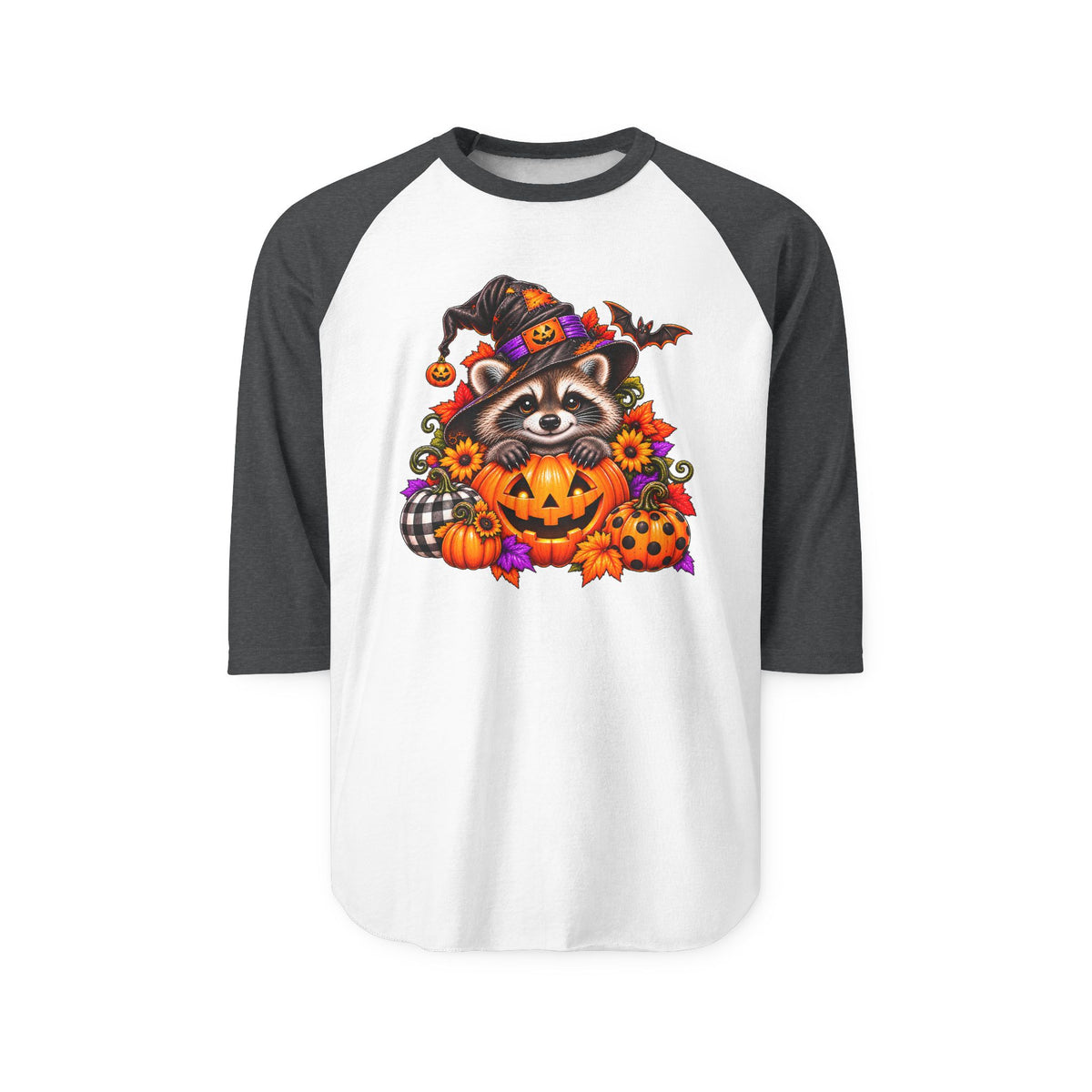 Halloween Raccoon Raglan Baseball Shirt