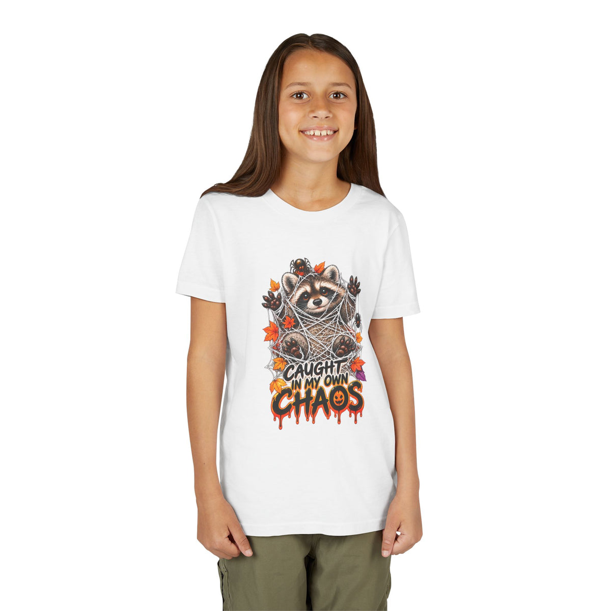 Caught Raccoon Youth Tee — Raccoon Kids Tshirt