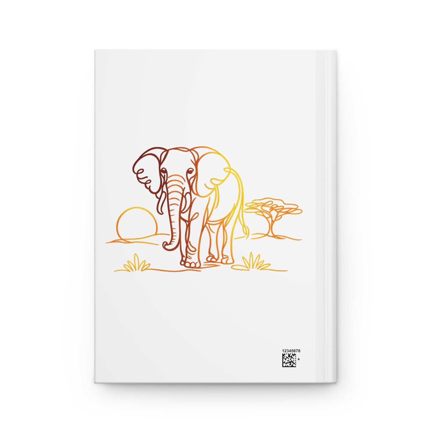 Elephant Sunrise Hardcover Journal — Minimal Safari Sketch Notebook
