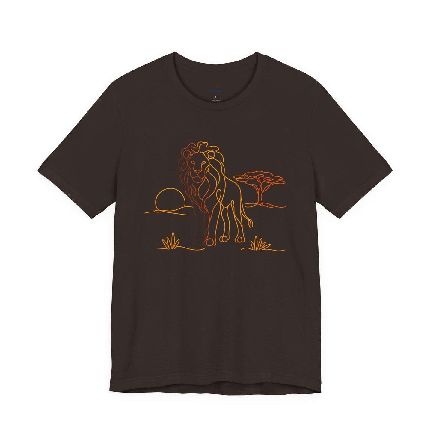 Lion Sunset Tee — Minimal Line Art Safari T-Shirt