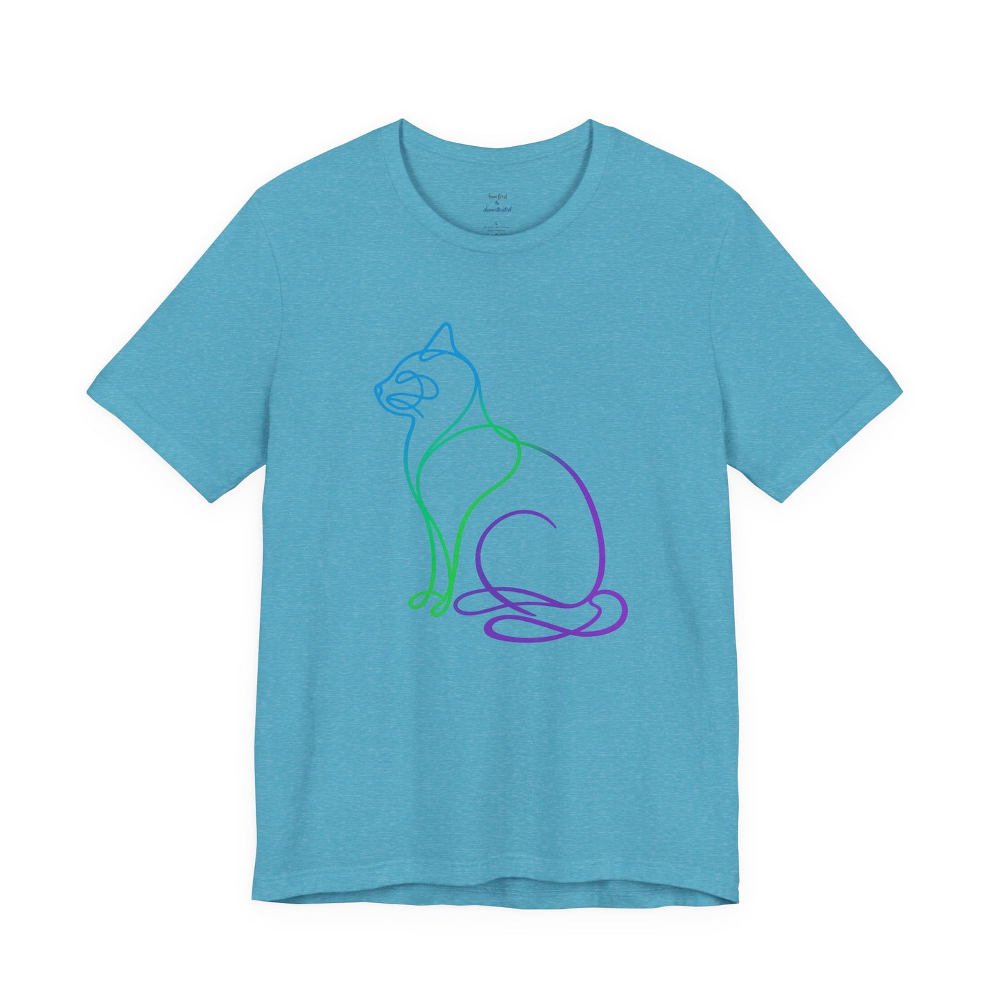 Colorful Line | Work Sitting Cat T-Shirt