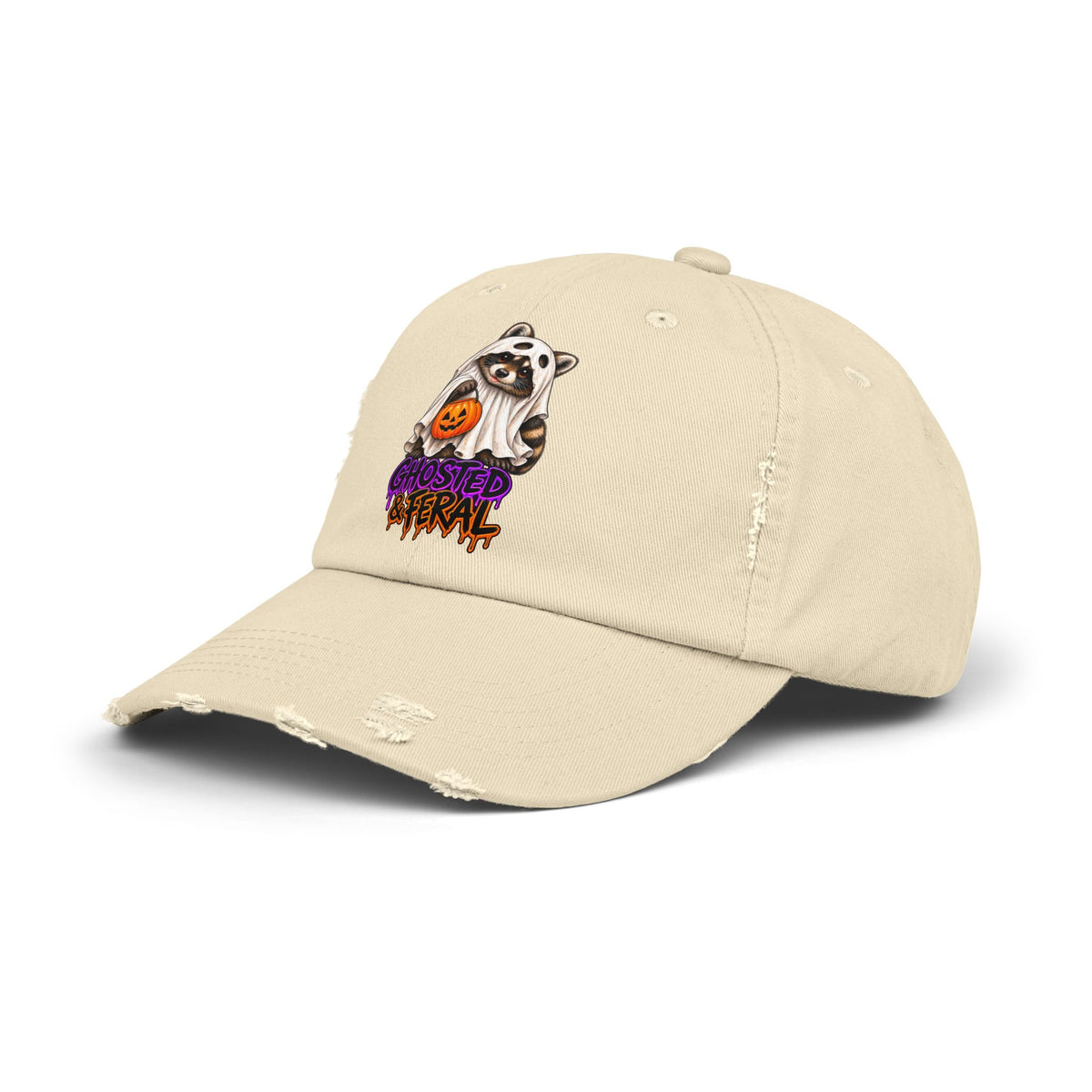 Ghosted Raccoon Distressed Baseball Hat