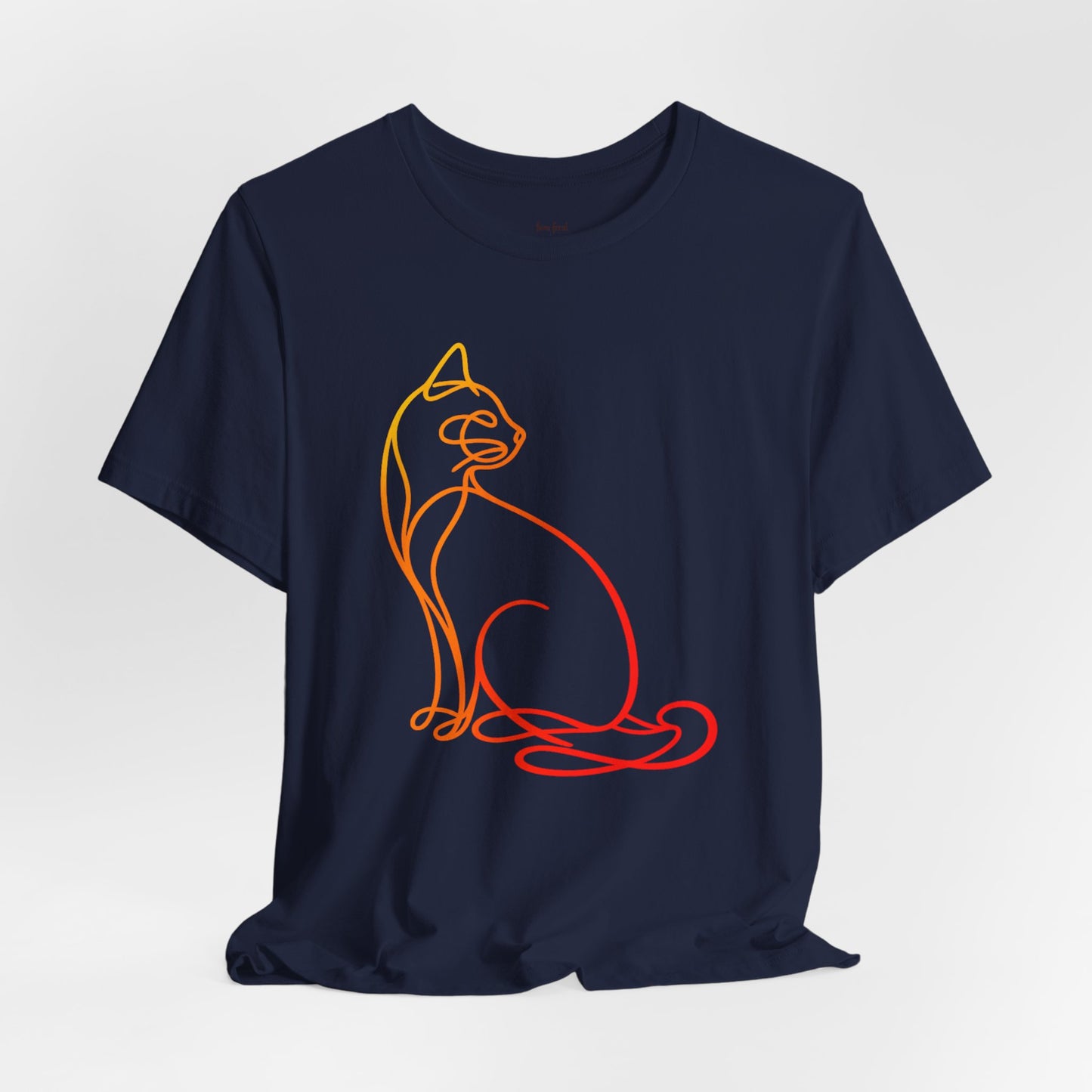 Colorful Line-Work Sitting Cat T-Shirt
