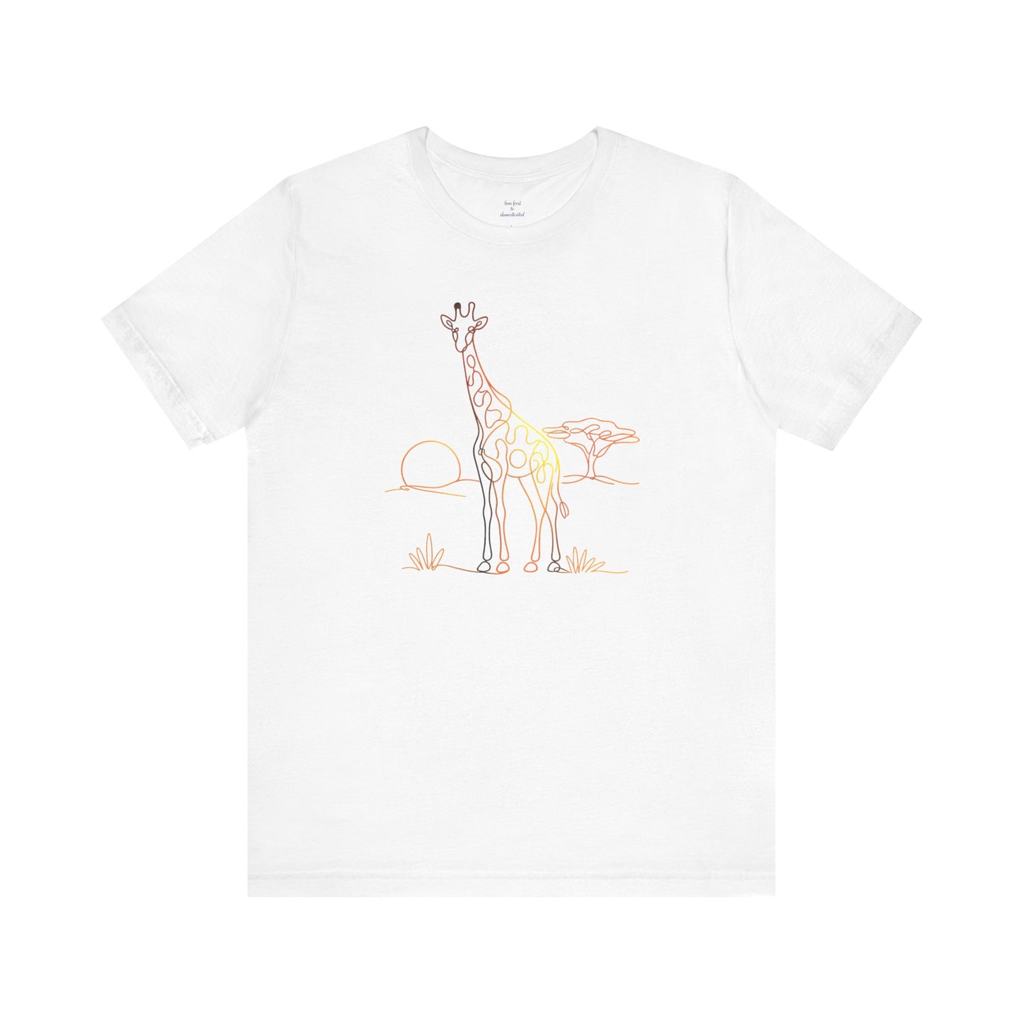 Giraffe Sunset Tee — Minimal Line Art Safari T-Shirt