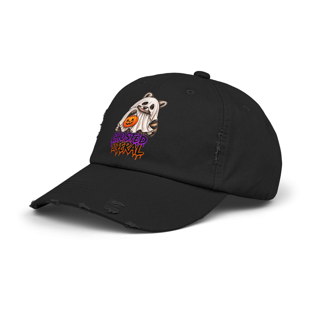 Ghosted Raccoon Distressed Baseball Hat