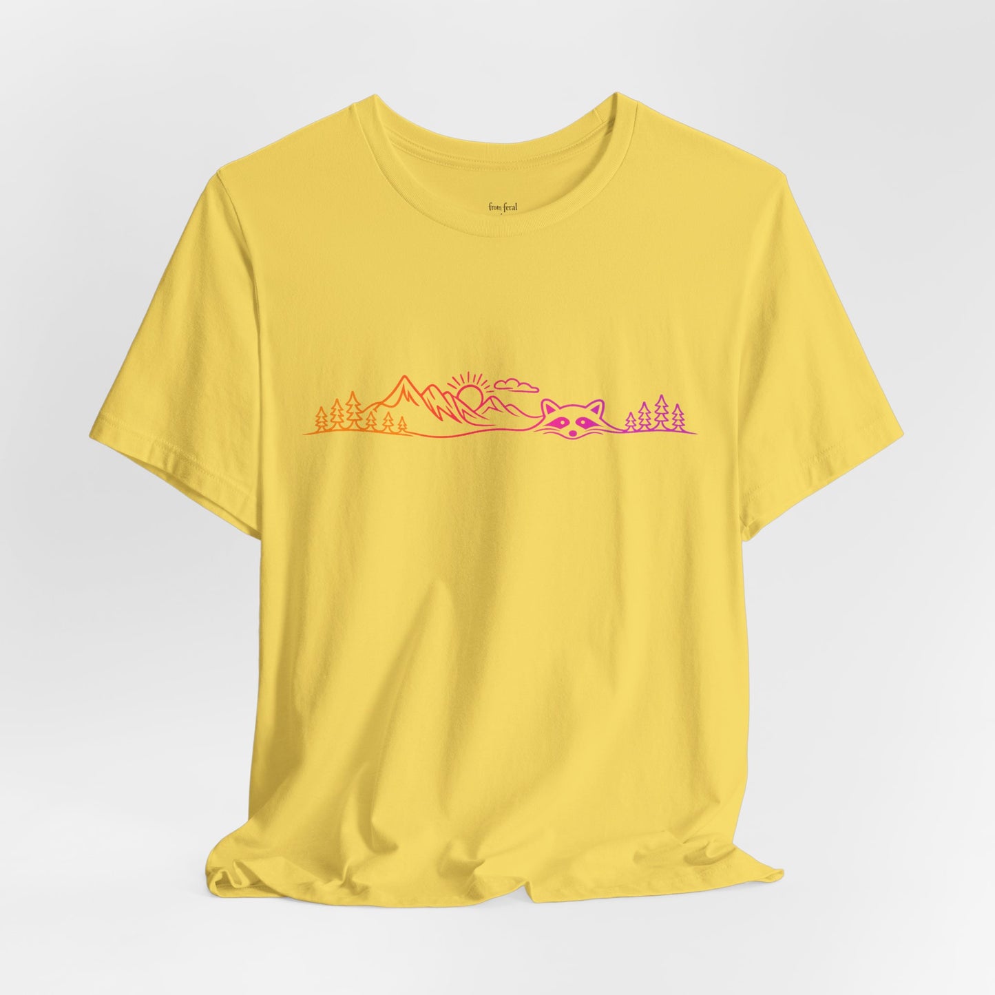 Raccoon Tee — Minimal Line Raccoon Scenic Graphic T-Shirt