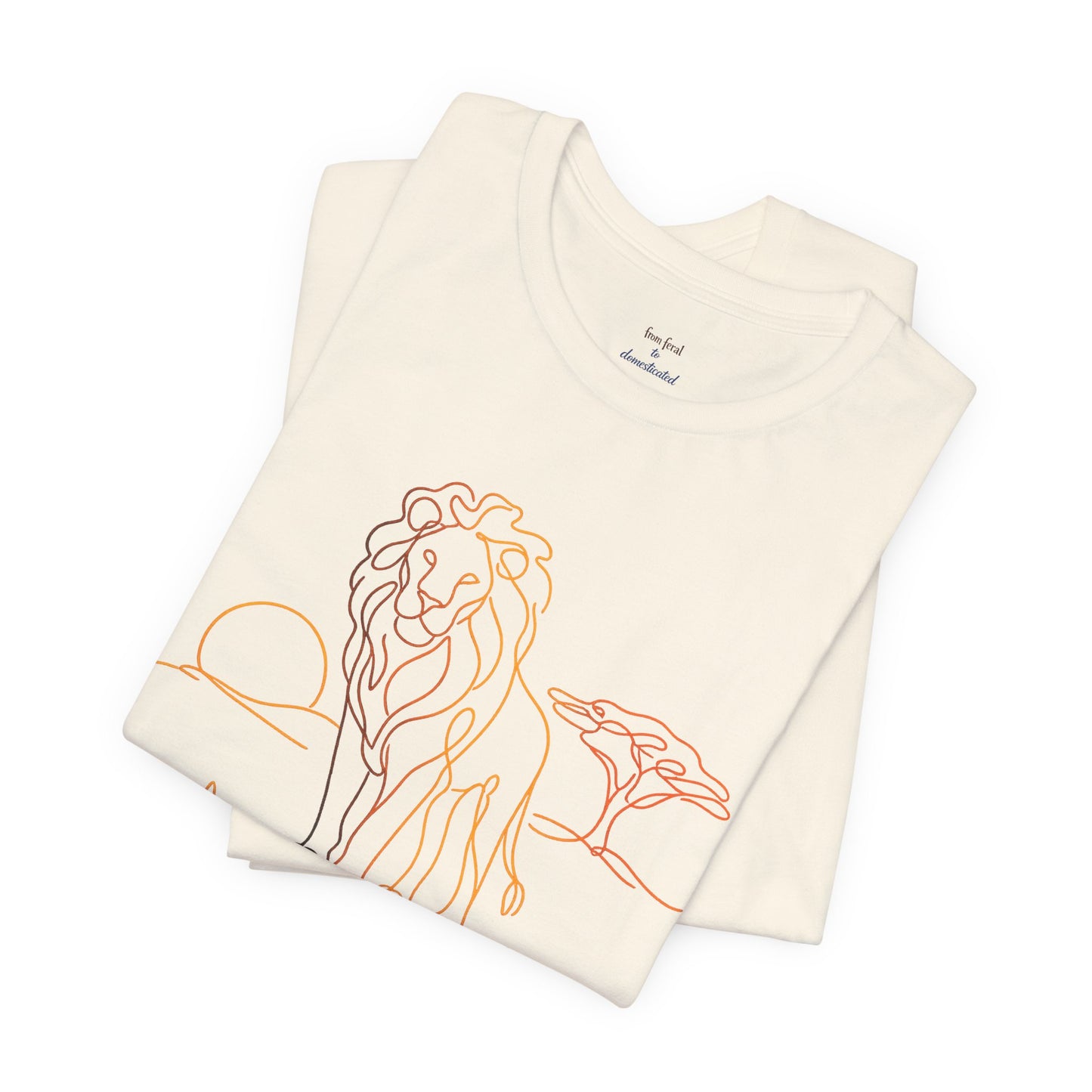 Lion Sunset Tee — Minimal Line Art Safari T-Shirt