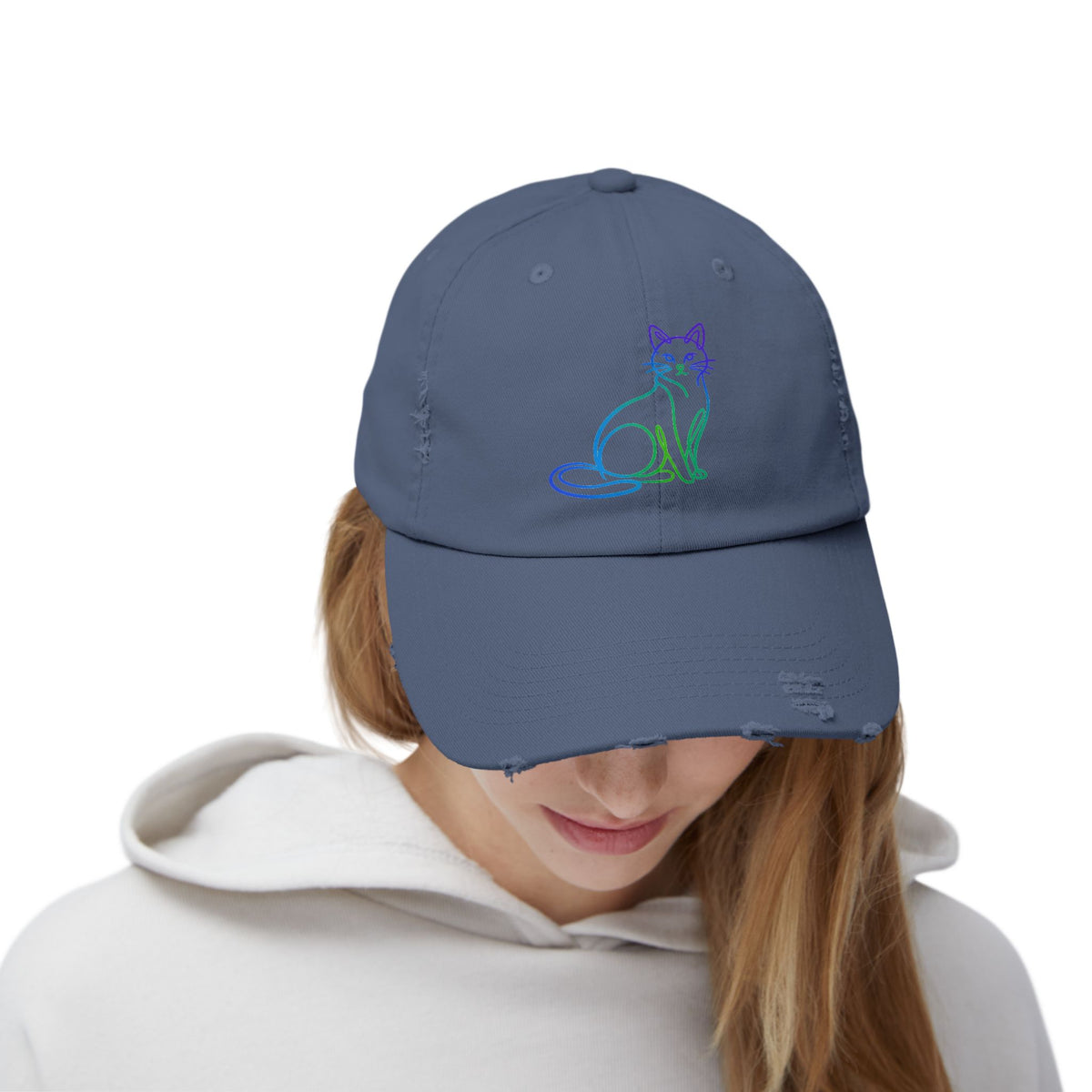Northern Lights Cat Distressed Cap