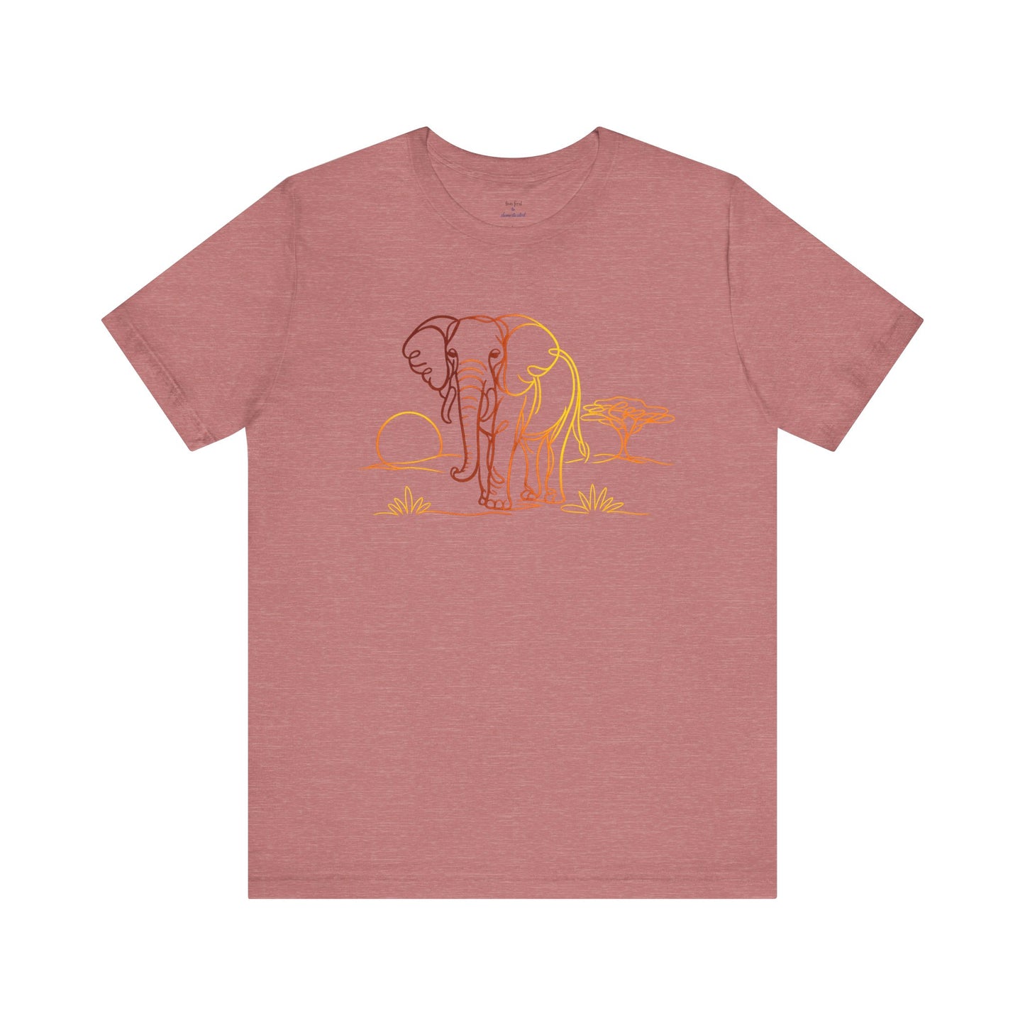 Elephant Sunset Tee — Minimal Line Art Safari T-Shirt