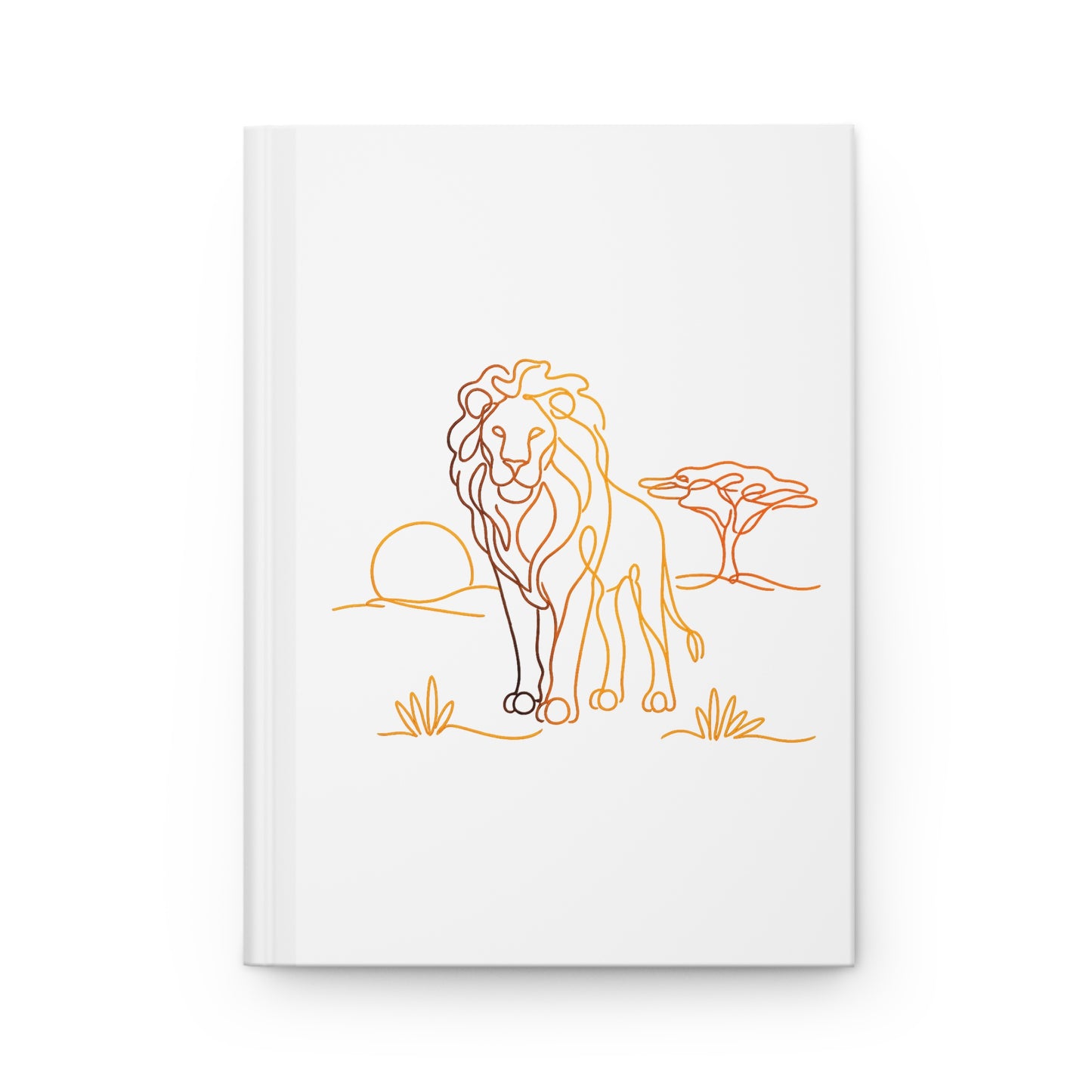 Lion Sunrise Hardcover Journal — Minimal Safari Sketch Notebook