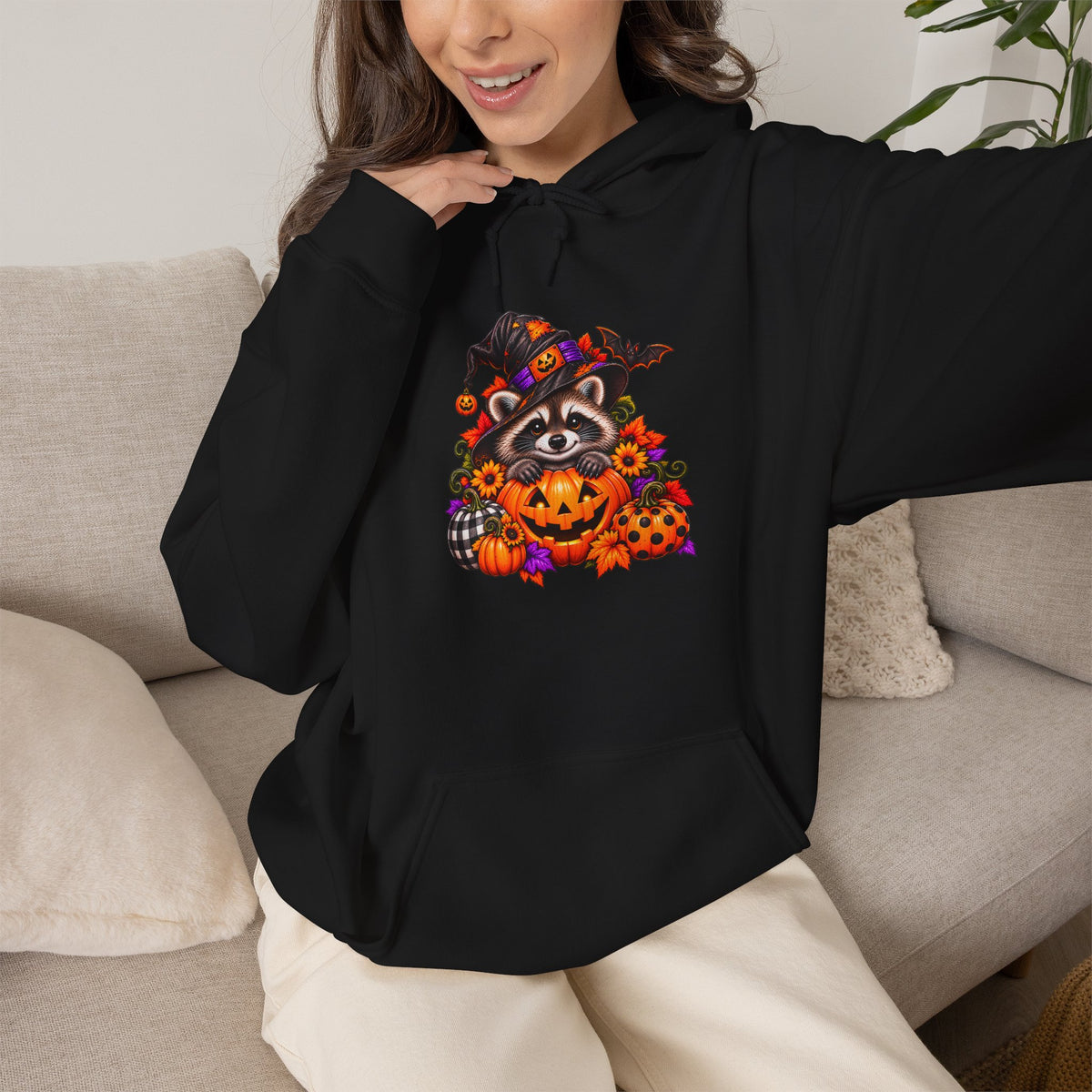 Halloween Raccoon Hooded Sweatshirt