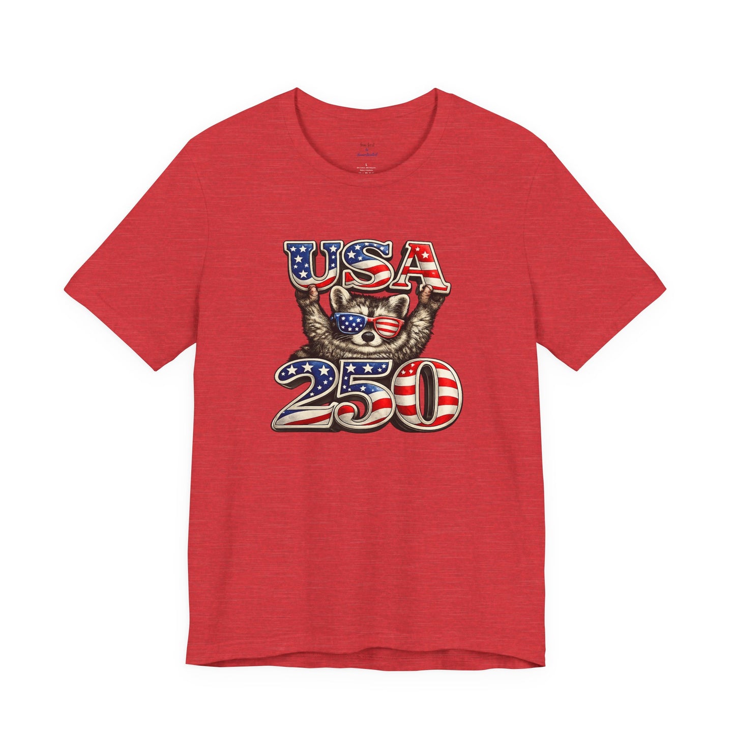 Patriot Raccoon 250th Anniversary T-Shirt — 4th of July Fireworks Flag Tee