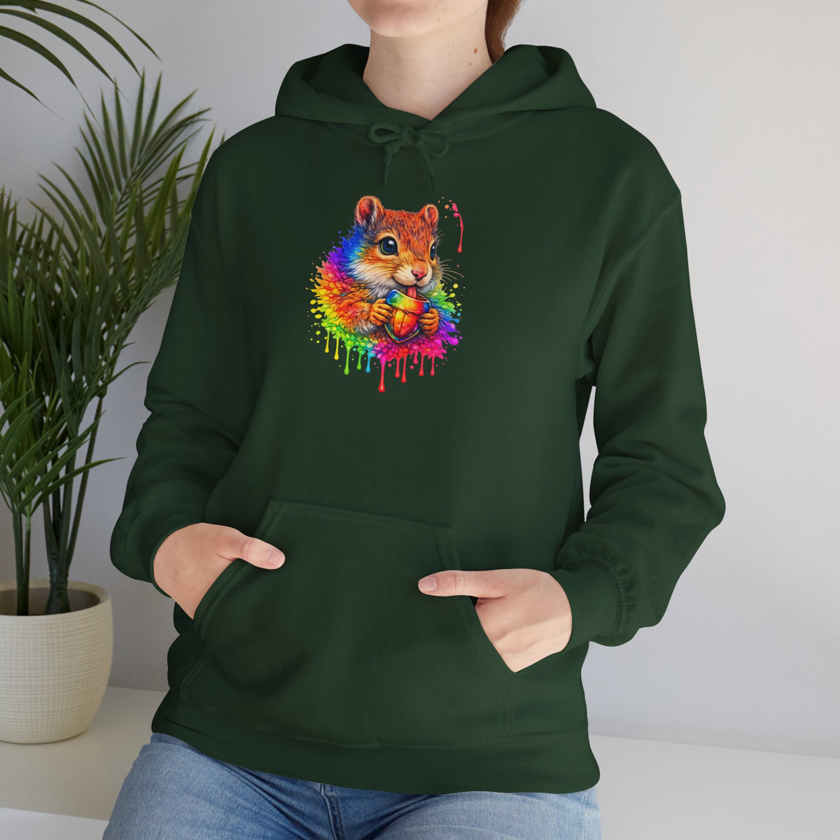 Watercolor Squirrel Hooded Sweatshirt