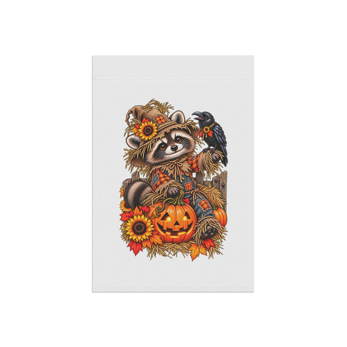 Scarecrow Raccoon Garden Flag