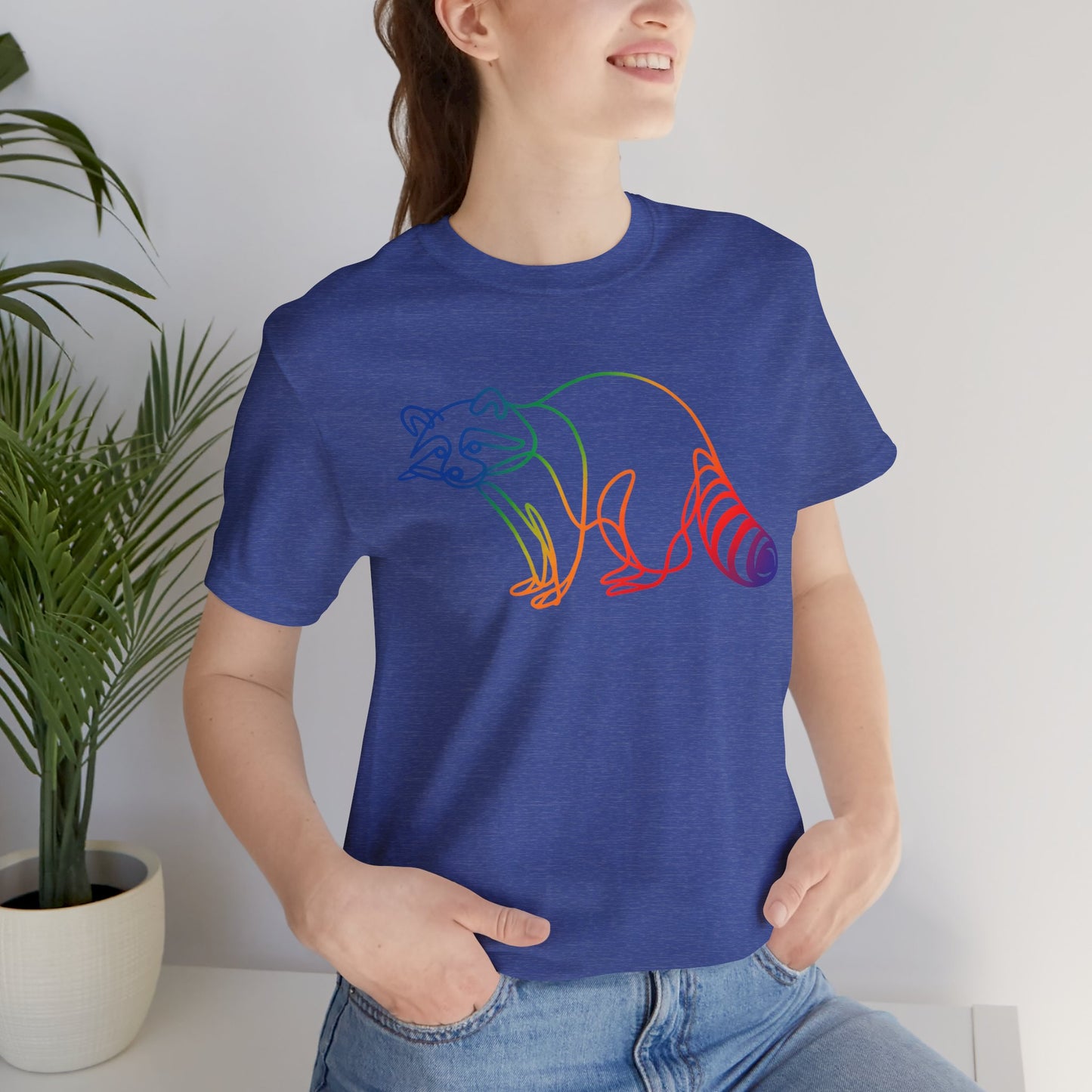 Raccoon Tee — Minimal Line Raccoon Scenic Graphic T-Shirt