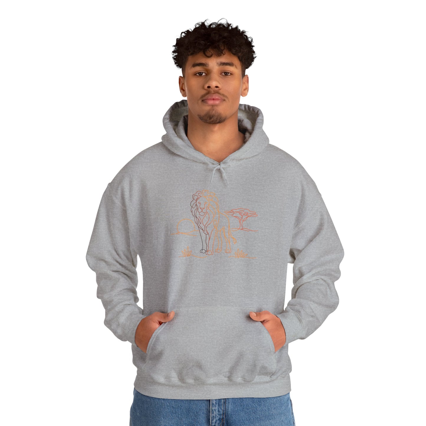 Lion Line Art Hoodie — Minimal Safari Sweatshirt