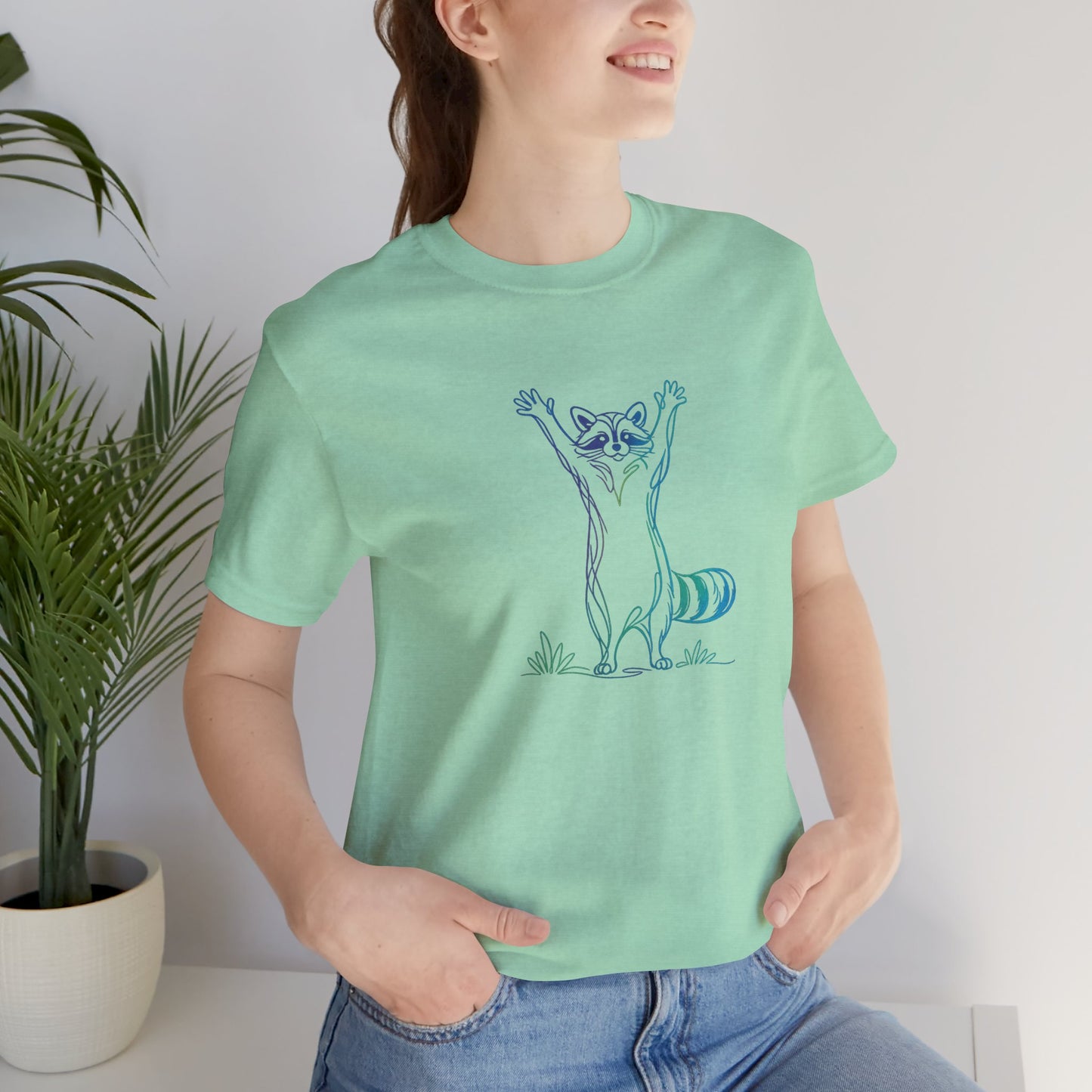 Raccoon Tee — Minimal Line Raccoon Scenic Graphic T-Shirt