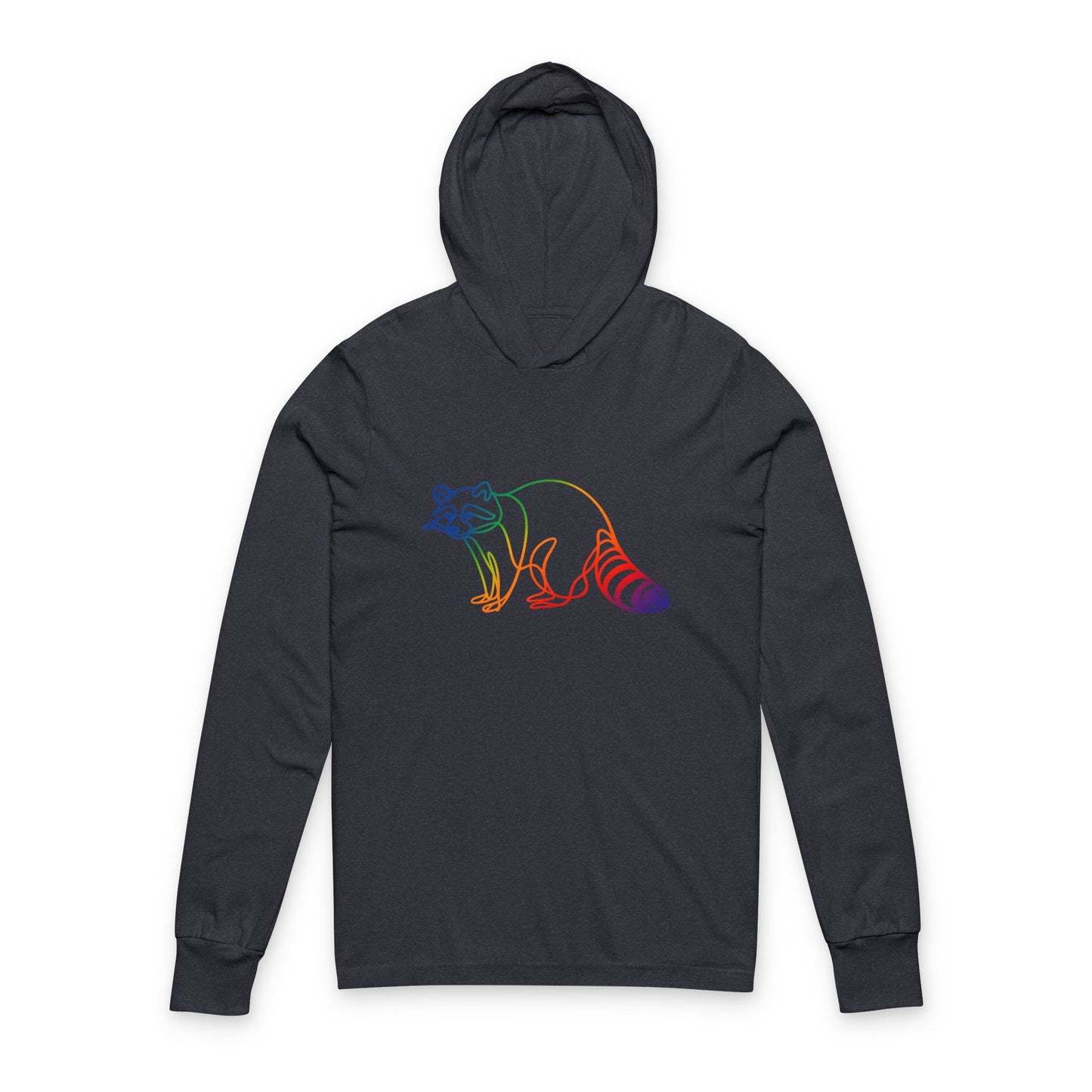 Continuous Line Art | Colorful Raccoon Hooded Long Sleeve Tee
