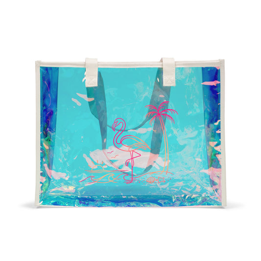 Holographic Flamingo Beach Tote