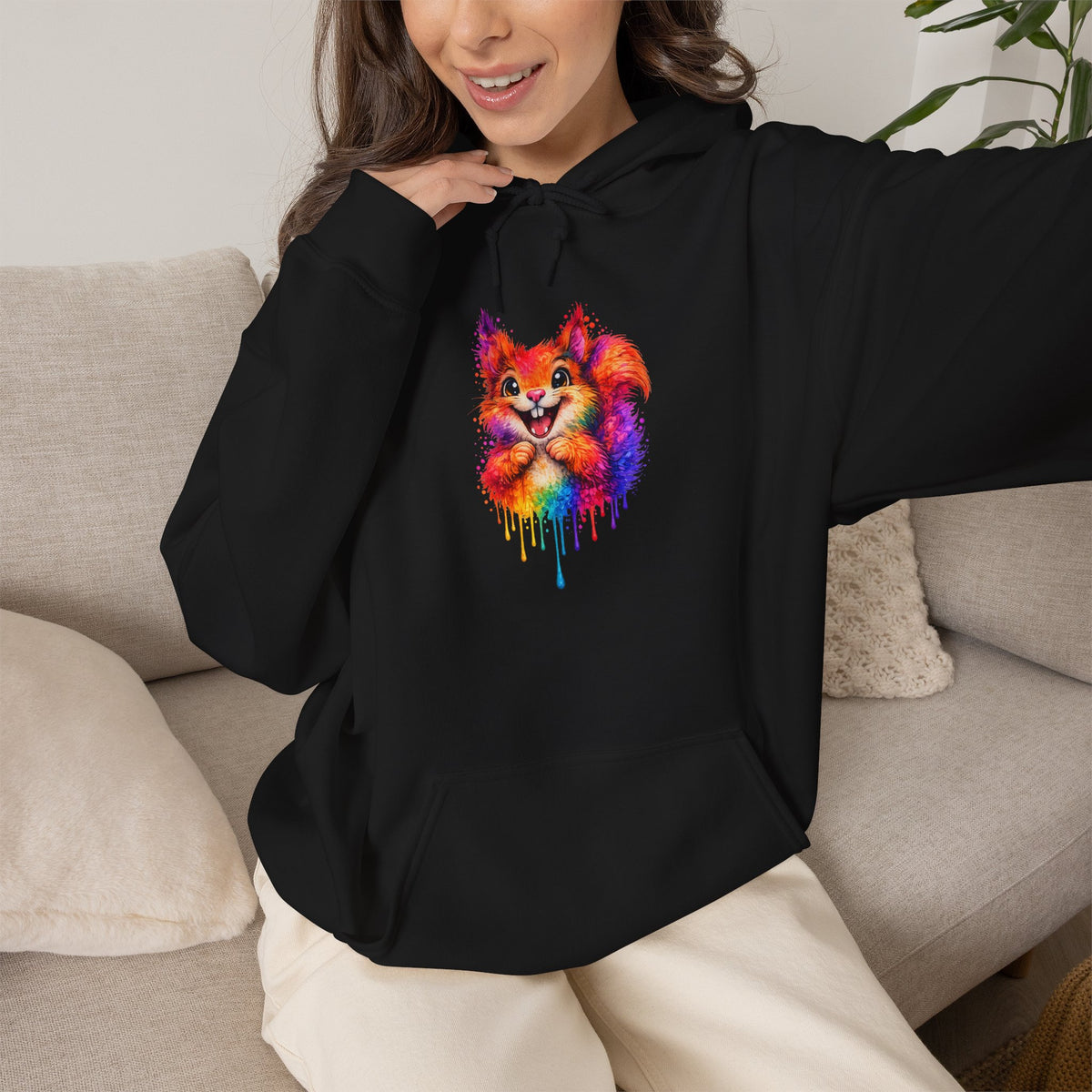 Watercolor Squirrel Hooded Sweatshirt