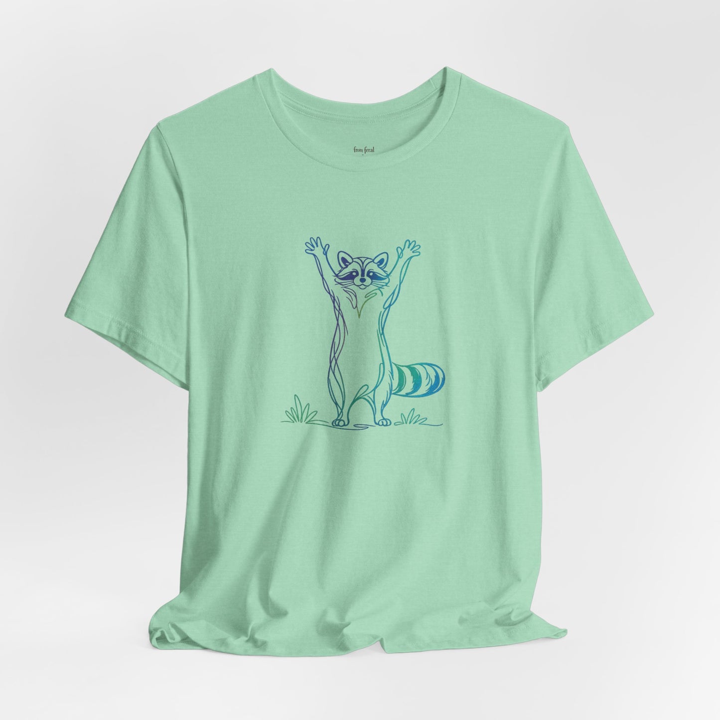 Raccoon Tee — Minimal Line Raccoon Scenic Graphic T-Shirt