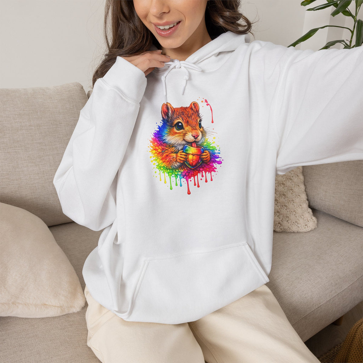Watercolor Squirrel Hooded Sweatshirt