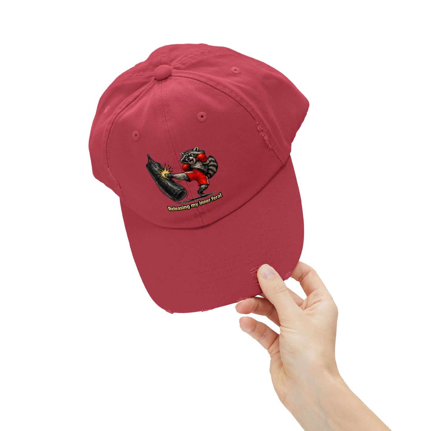 Inner Feral Distressed Cap — Raccoon Mom/Dad Funny Dad Hat