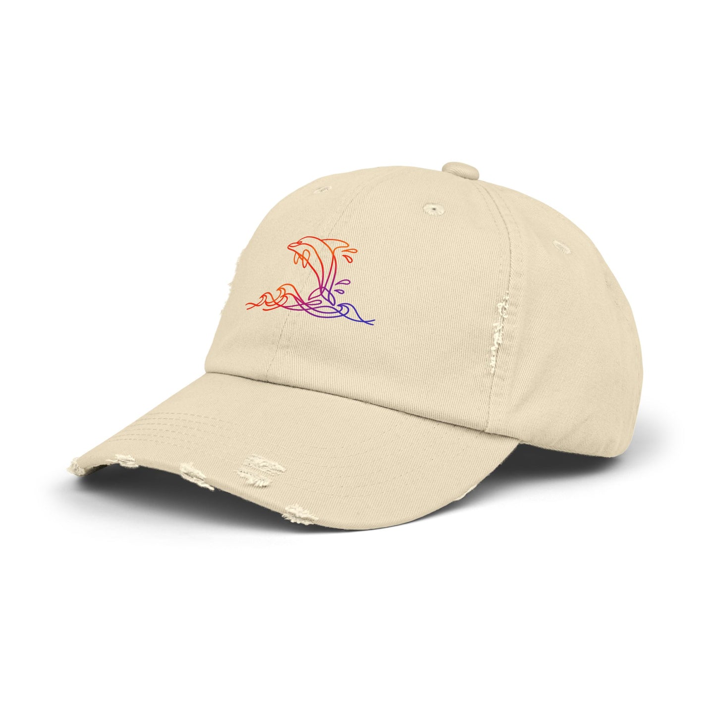 Sunset Splashing Dolphin | Distressed Cap