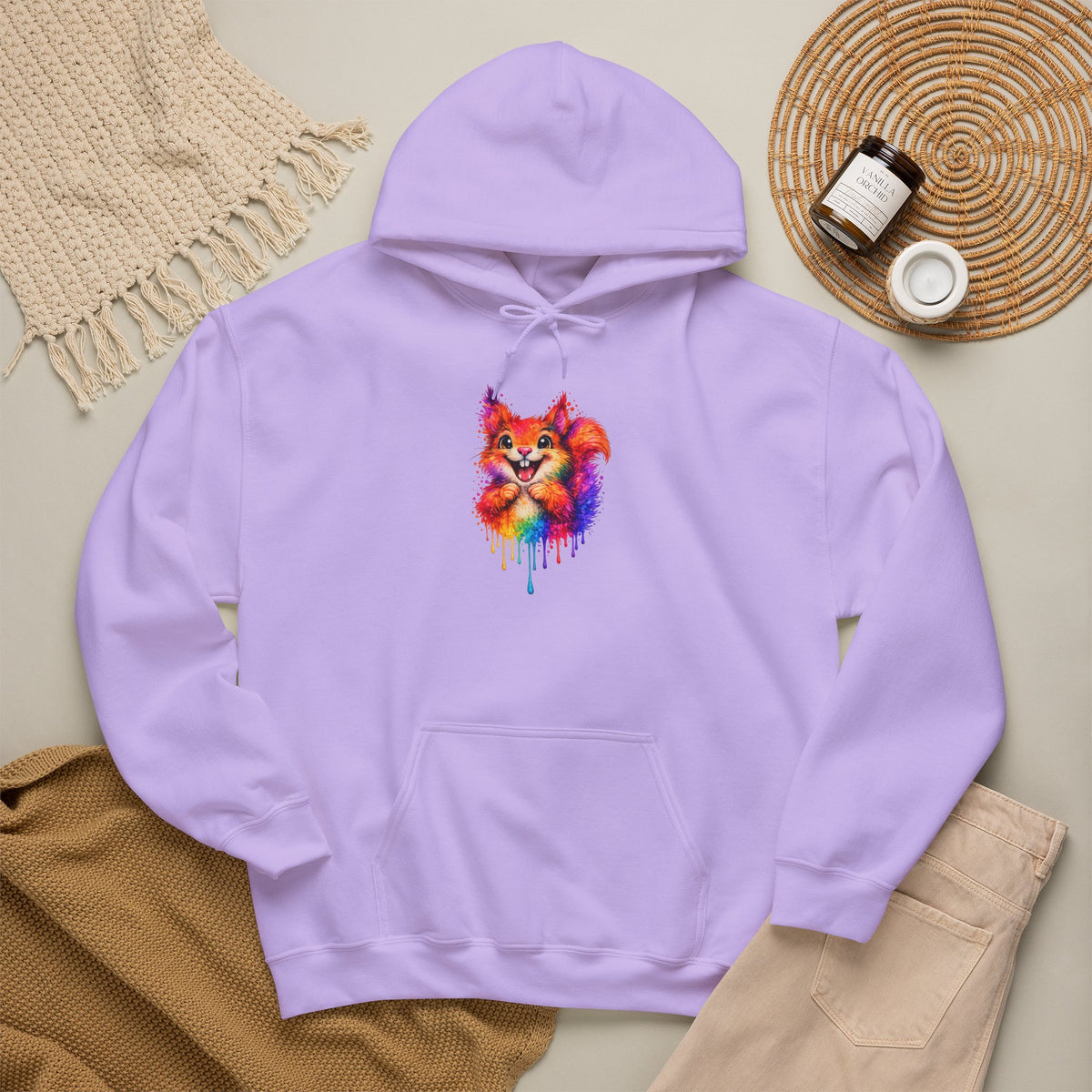Watercolor Squirrel Hooded Sweatshirt