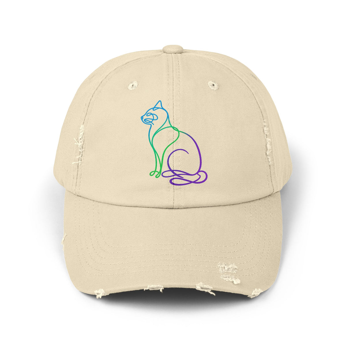 Northern Lights Cat Distressed Cap
