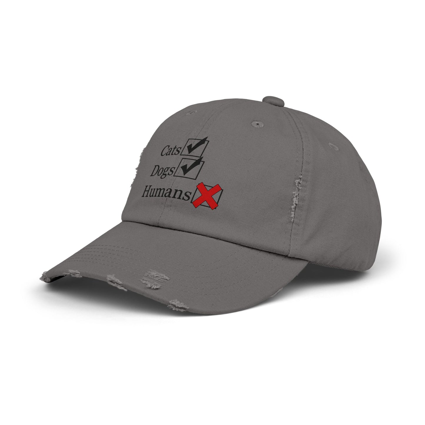 "No Humans" Distressed Cap —  Funny Truth Hat
