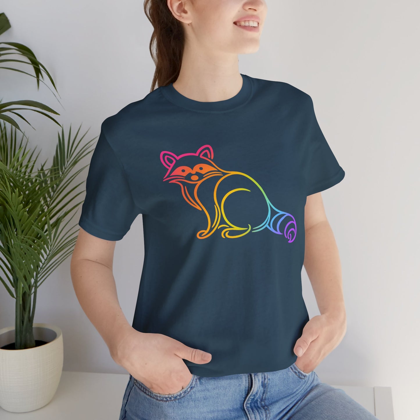Rascal Raccoon Tee — Minimal Line Raccoon Scenic Graphic T-Shirt
