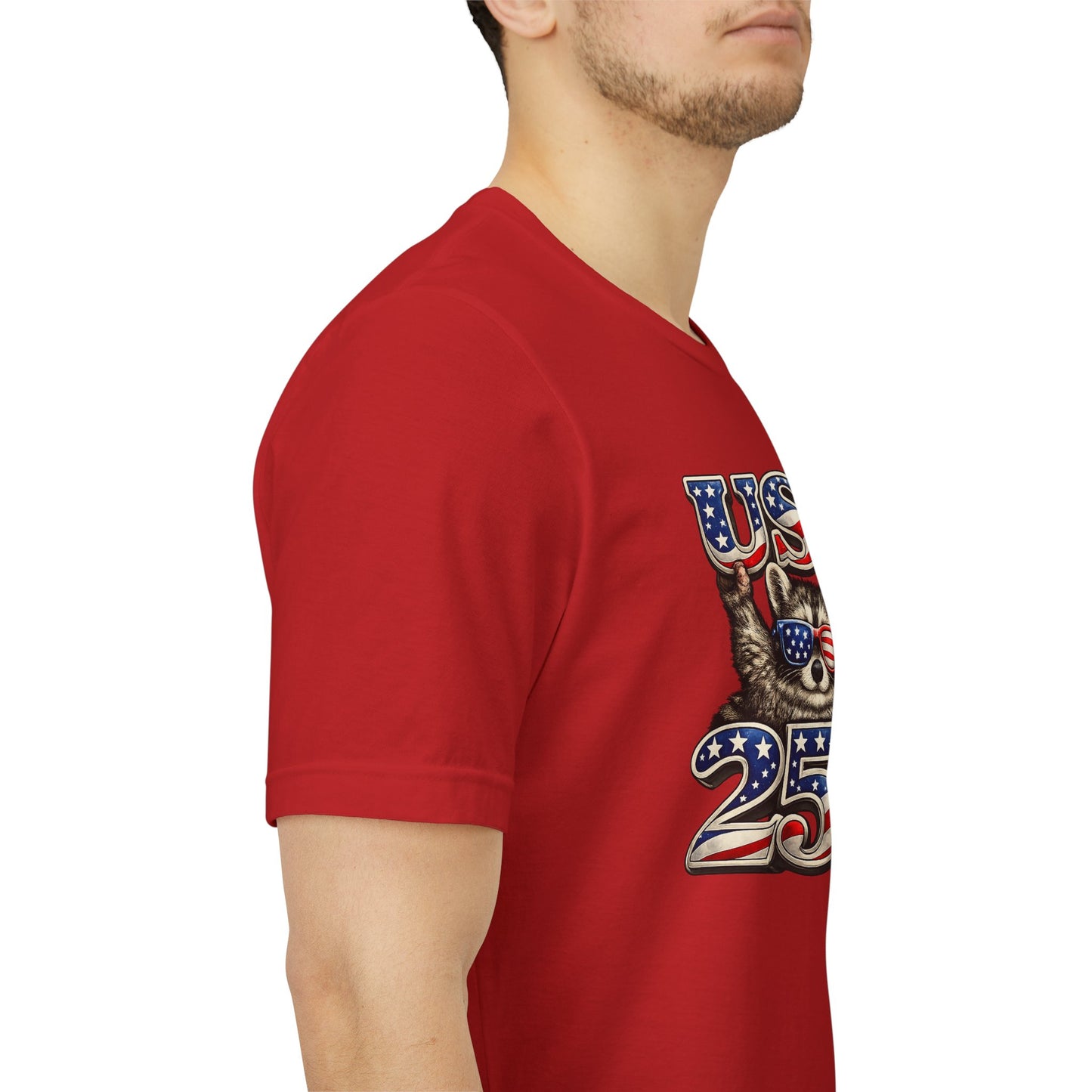 Patriot Raccoon 250th Anniversary T-Shirt — 4th of July Fireworks Flag Tee